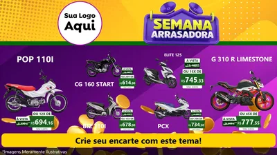 Modelo de TV para TV Horizontal com o tema Semana Arrasadora para Concessionaria de Motos