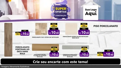 Modelo de TV para TV Horizontal com o tema Super Ofertas - Construção para Pisos e revestimentos