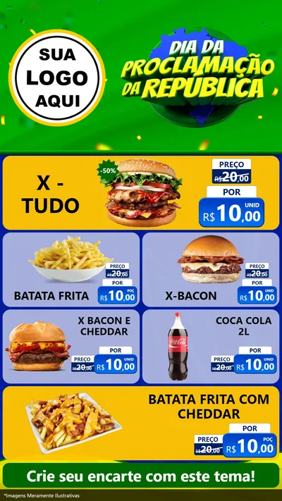 Modelo de TV para TV Vertical com o tema Dia Da Proclamação Da República para Hamburgueria