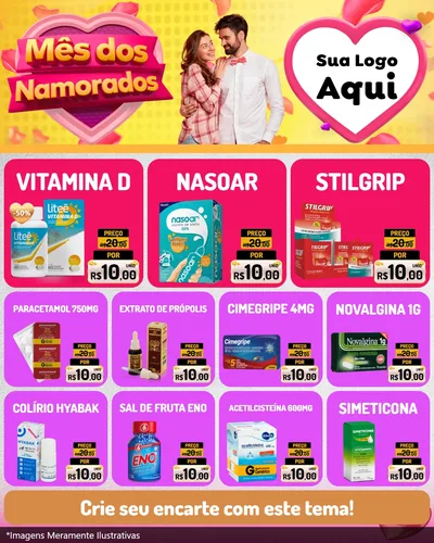 Modelo de Rede Social para Feed Instagram com o tema Mês dos Namorados para Farmácia