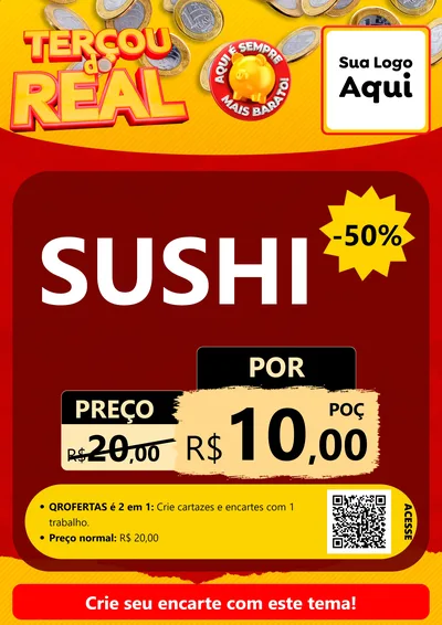 Modelo de Cartaz para Cartaz A4 Vertical com o tema Terçou do Real para Comida japonesa