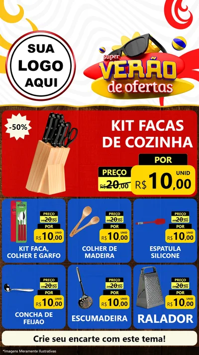 Modelo de Rede Social para Stories com o tema Super Verão de Ofertas para Utilidades Domésticas