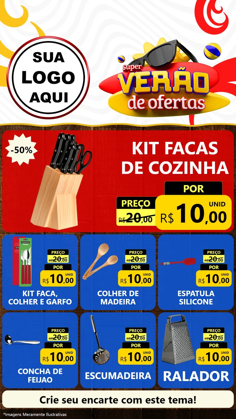 Modelo de Rede Social para Stories com o tema Super Verão de Ofertas para Utilidades Domésticas