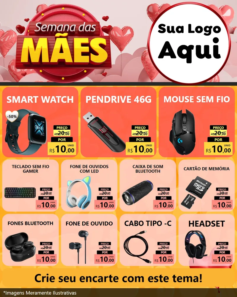 Modelo de Rede Social para Feed Instagram com o tema Semana das Mães para Informática