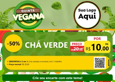 Modelo de Cartaz para Cartaz A4 Horizontal com o tema Quinta Vegana para Produtos Naturais