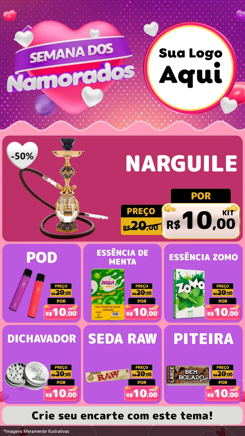 Modelo de Rede Social para Stories com o tema Semana dos Namorados para Tabacaria