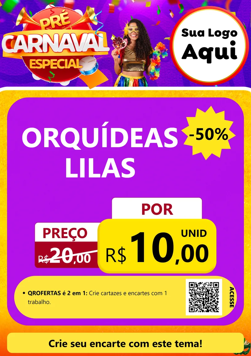 Modelo de Cartaz para Cartaz A4 Vertical com o tema Pré-Carnaval Especial para Floricultura e jardim