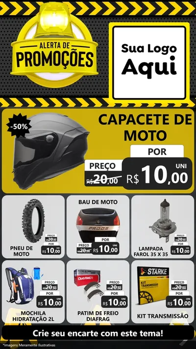 Modelo de Rede Social para Stories com o tema Alerta de Promoções para Moto peças
