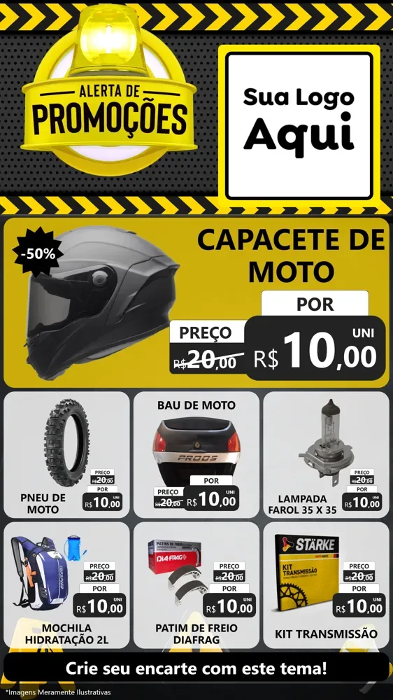 Modelo de Rede Social para Stories com o tema Alerta de Promoções para Moto peças