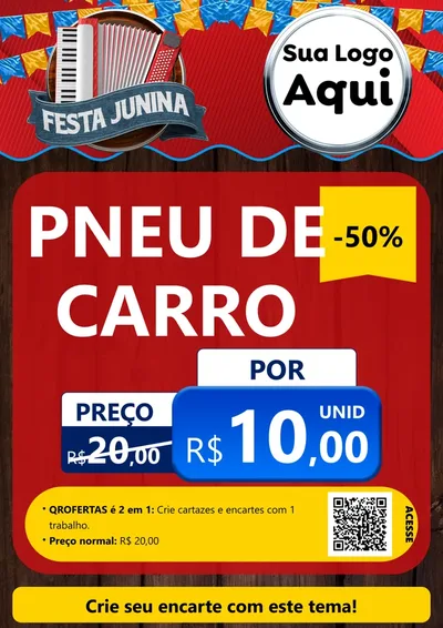 Modelo de Cartaz para Cartaz A4 Vertical com o tema Festa Junina para Auto peças