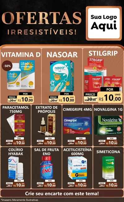 Modelo de Encarte para Encarte Grande com o tema Ofertas Irresistíveis! para Farmácia