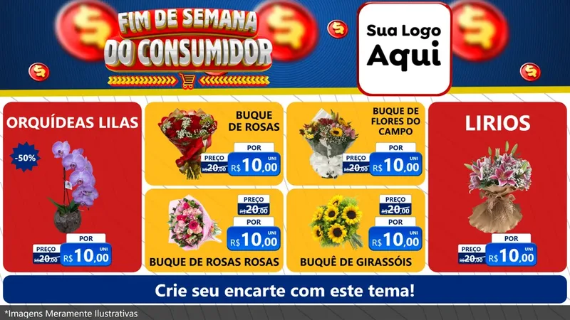 Modelo de TV para TV Horizontal com o tema Fim de Semana do Consumidor para Floricultura e jardim