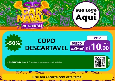 Modelo de Cartaz para Cartaz A4 Horizontal com o tema Carnaval de Ofertas para Embalagens