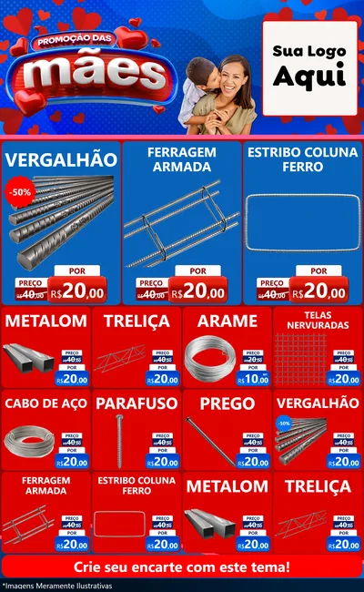 Modelo de Encarte para Encarte Grande com o tema Promoção das Mães para Ferragens