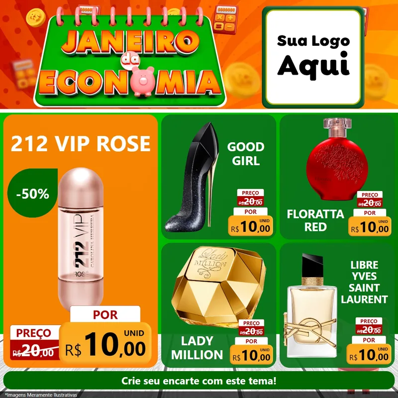 Modelo de Rede Social para Feed Facebook com o tema Janeiro da Economia para Perfumes