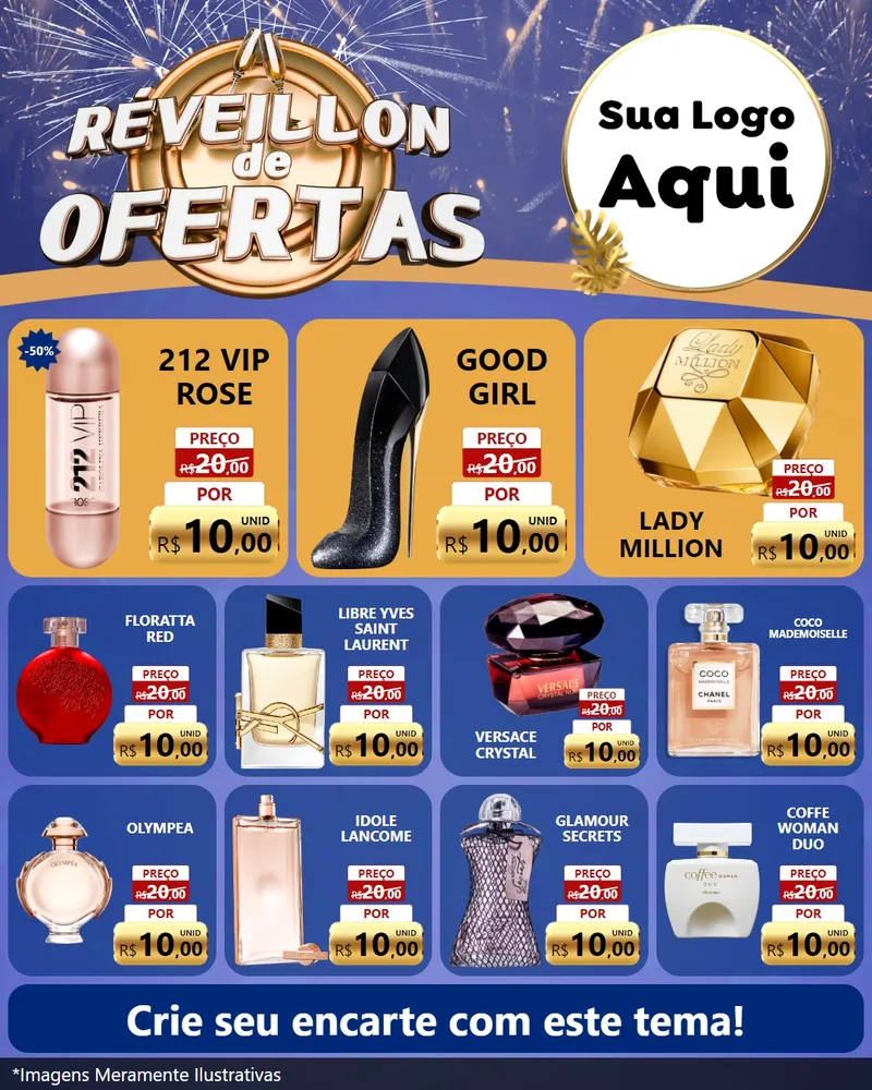 Modelo de Rede Social para Feed Instagram com o tema Réveillon de Ofertas para Perfumes