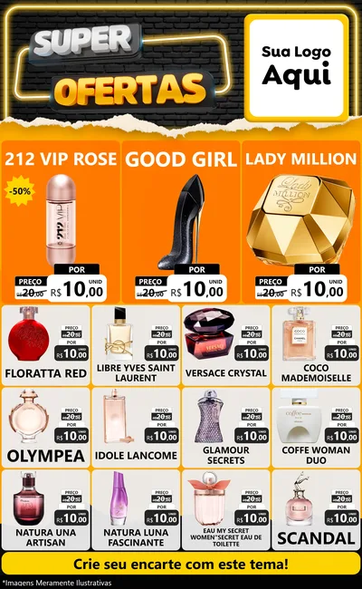 Modelo de Encarte para Encarte Grande com o tema Super Ofertas para Perfumes