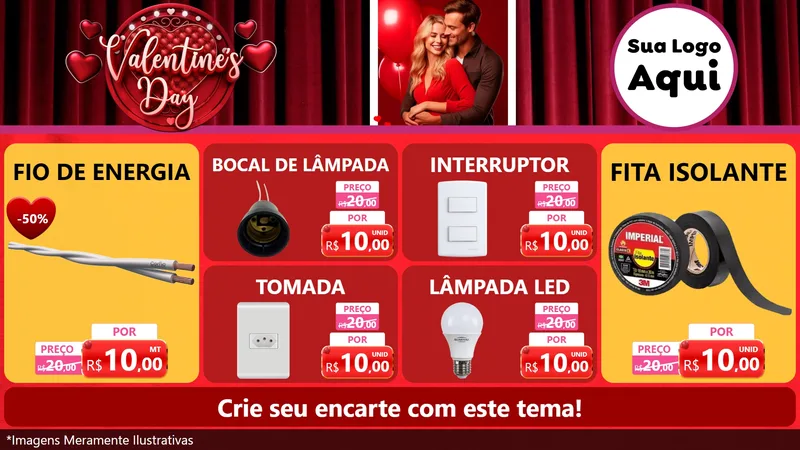 Modelo de TV para TV Horizontal com o tema Valentine's Day para Materiais Elétricos