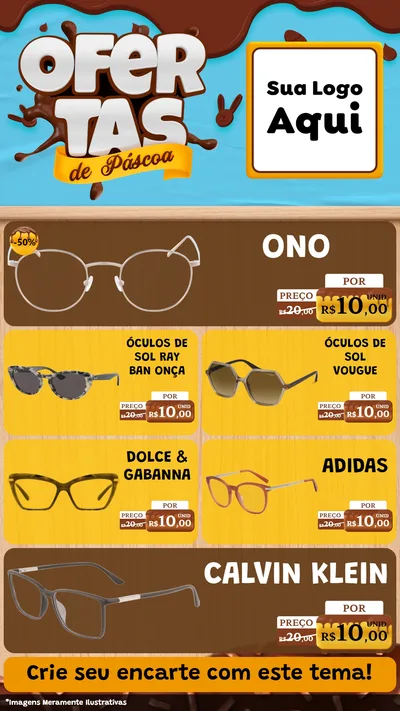 Modelo de TV para TV Vertical com o tema Ofertas de Páscoa para Óticas