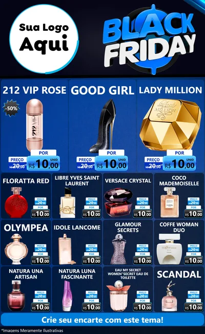 Modelo de Encarte para Encarte Grande com o tema Black Friday para Perfumes