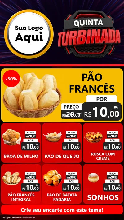 Modelo de Rede Social para Stories com o tema Quinta Turbinada para Padaria