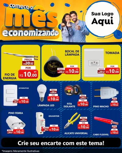 Modelo de Rede Social para Feed Instagram com o tema Comece O Mês Economizando para Materiais Elétricos