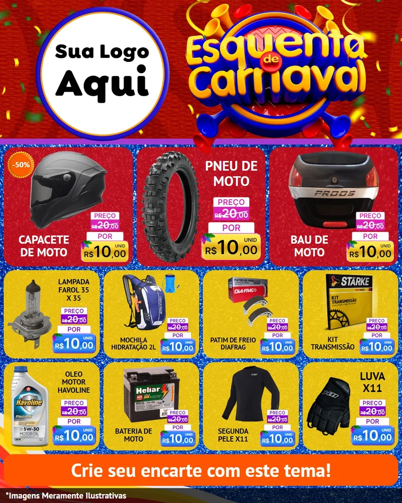 Modelo de Rede Social para Feed Instagram com o tema Esquenta de Carnaval para Moto peças
