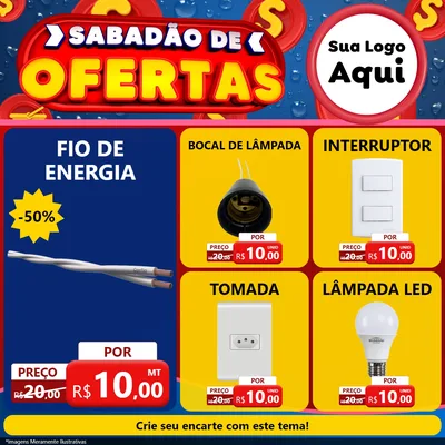 Modelo de Rede Social para Feed Facebook com o tema Sabadão de Ofertas para Materiais Elétricos