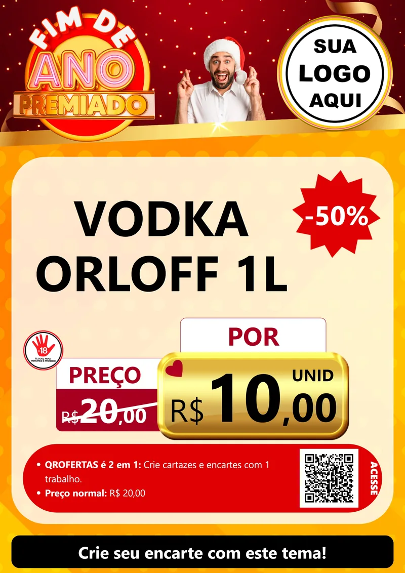Modelo de Cartaz para Cartaz A4 Vertical com o tema Fim de Ano Premiado para Distribuidora de bebidas