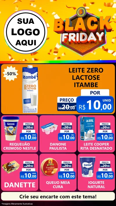 Modelo de Rede Social para Stories com o tema Black Friday para Frios e Laticínios