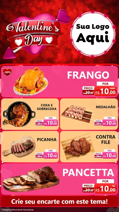 Modelo de TV para TV Vertical com o tema Valentine's Day para Assados