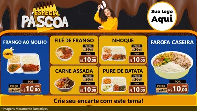 Modelo de TV para TV Horizontal com o tema Especial Páscoa para Restaurante