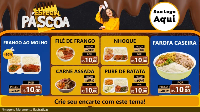 Modelo de TV para TV Horizontal com o tema Especial Páscoa para Restaurante