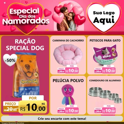 Modelo de Rede Social para Feed Facebook com o tema Especial Dia dos Namorados para Pet Shop