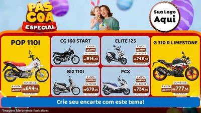 Modelo de TV para TV Horizontal com o tema Páscoa Especial para Concessionaria de Motos