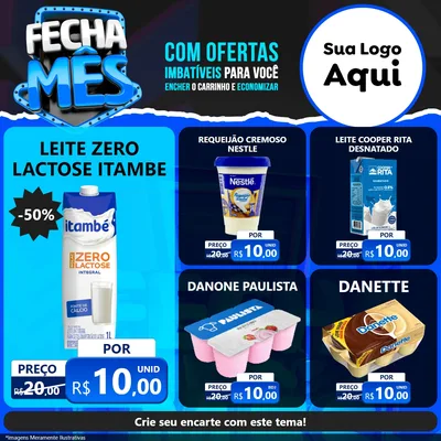 Modelo de Rede Social para Feed Facebook com o tema Fecha Mês para Frios e Laticínios