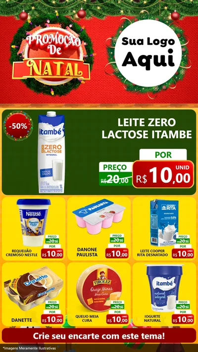 Modelo de Rede Social para Stories com o tema Promoção de Natal para Frios e Laticínios