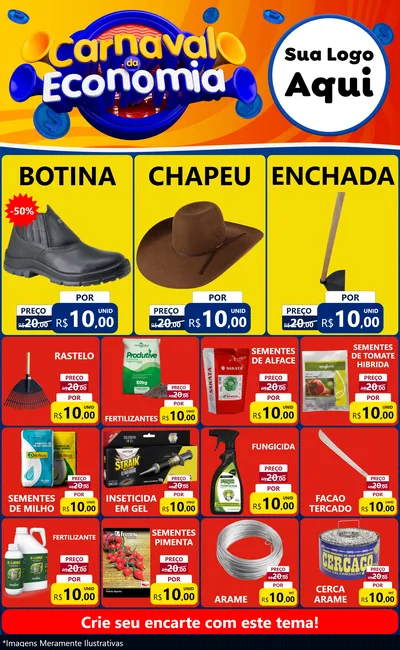 Modelo de Encarte para Encarte Grande com o tema Carnaval da Economia para Agropecuária
