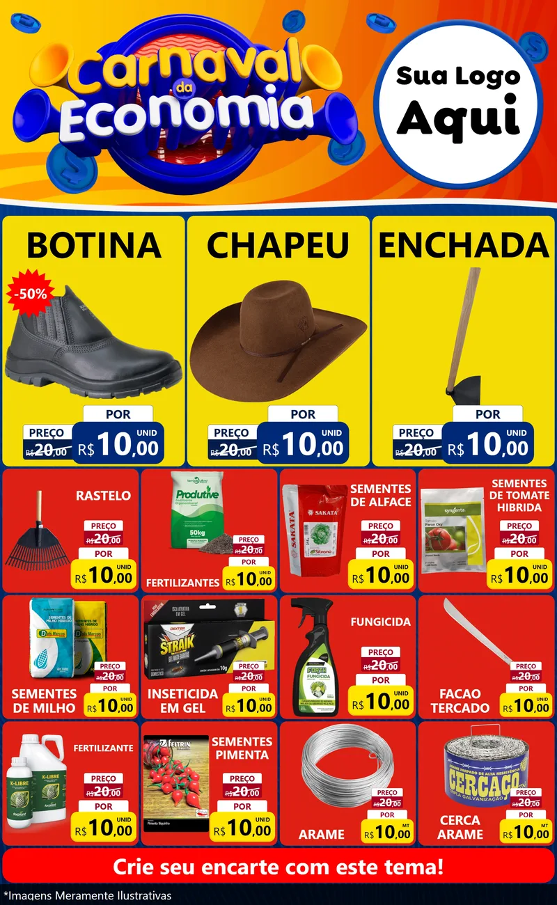 Modelo de Encarte para Encarte Grande com o tema Carnaval da Economia para Agropecuária