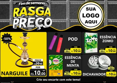 Modelo de Encarte para Encarte A4 Horizontal com o tema Fim de Semana Rasga Preço para Tabacaria