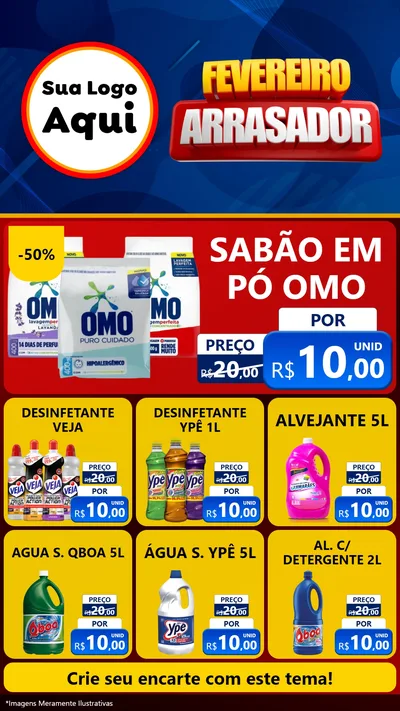 Modelo de Rede Social para Stories com o tema Fevereiro Arrasador para Produtos de Limpeza