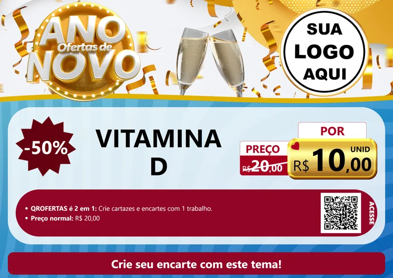 Modelo de Cartaz para Cartaz A4 Horizontal com o tema Ofertas de Ano Novo para Farmácia