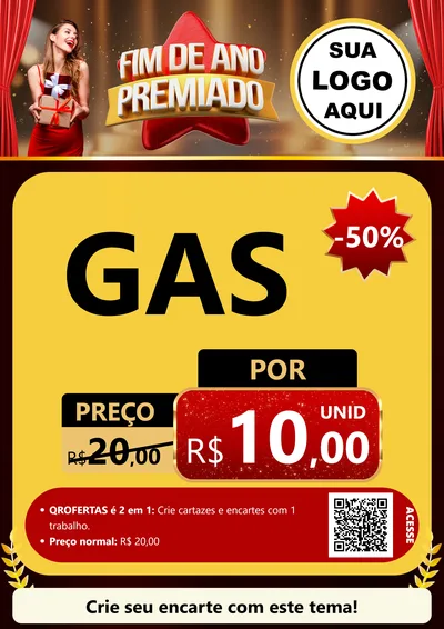 Modelo de Cartaz para Cartaz A4 Vertical com o tema Fim de Ano Premiado para Água e gás