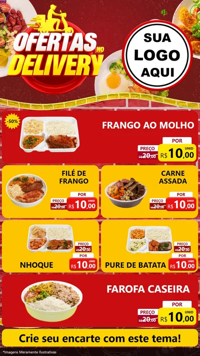Modelo de TV para TV Vertical com o tema Ofertas no Delivery para Restaurante
