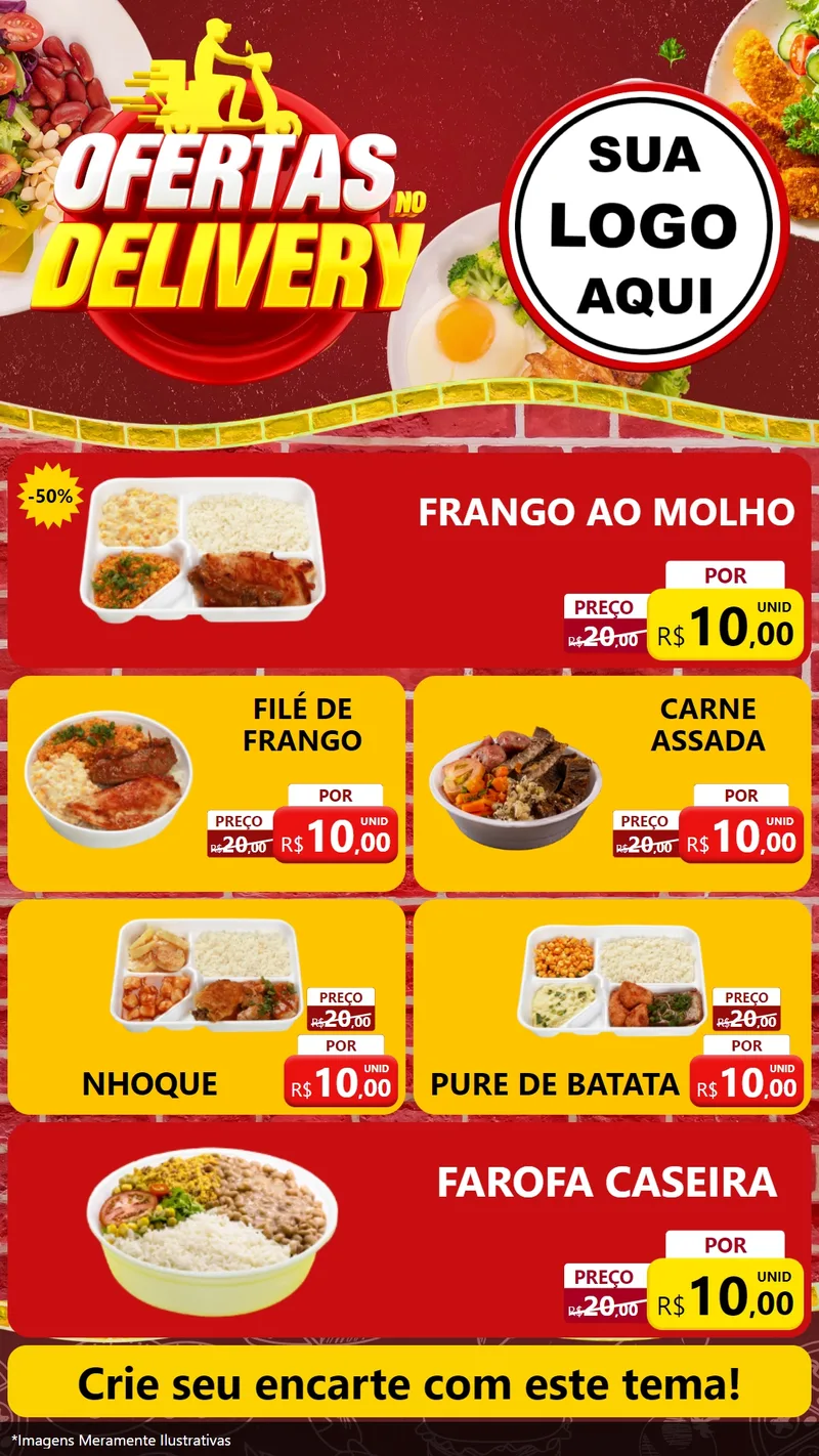 Modelo de TV para TV Vertical com o tema Ofertas no Delivery para Restaurante