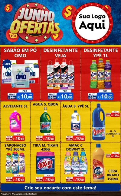 Modelo de Encarte para Encarte Grande com o tema Junho de Ofertas para Produtos de Limpeza