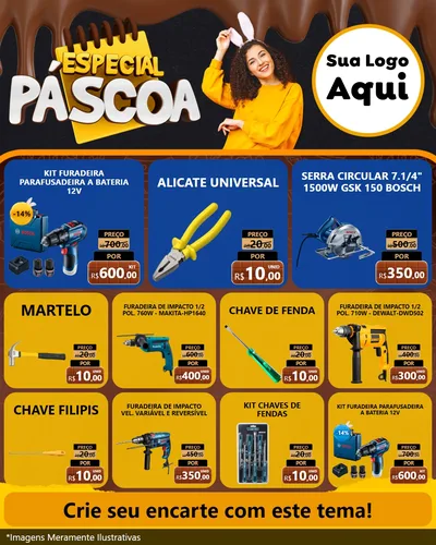 Modelo de Rede Social para Feed Instagram com o tema Especial Páscoa para Maquinas e Ferramentas