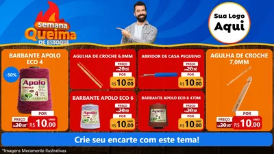 Modelo de TV para TV Horizontal com o tema Semana Queima de Estoque para Armarinho e Aviamentos