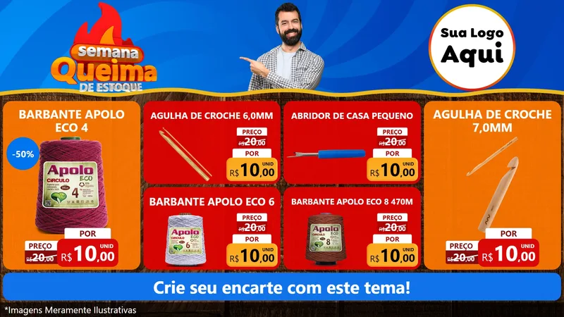 Modelo de TV para TV Horizontal com o tema Semana Queima de Estoque para Armarinho e Aviamentos