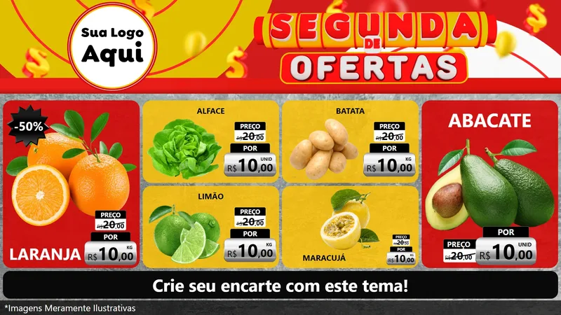 Modelo de TV para TV Horizontal com o tema Segunda de Ofertas para Hortifrúti